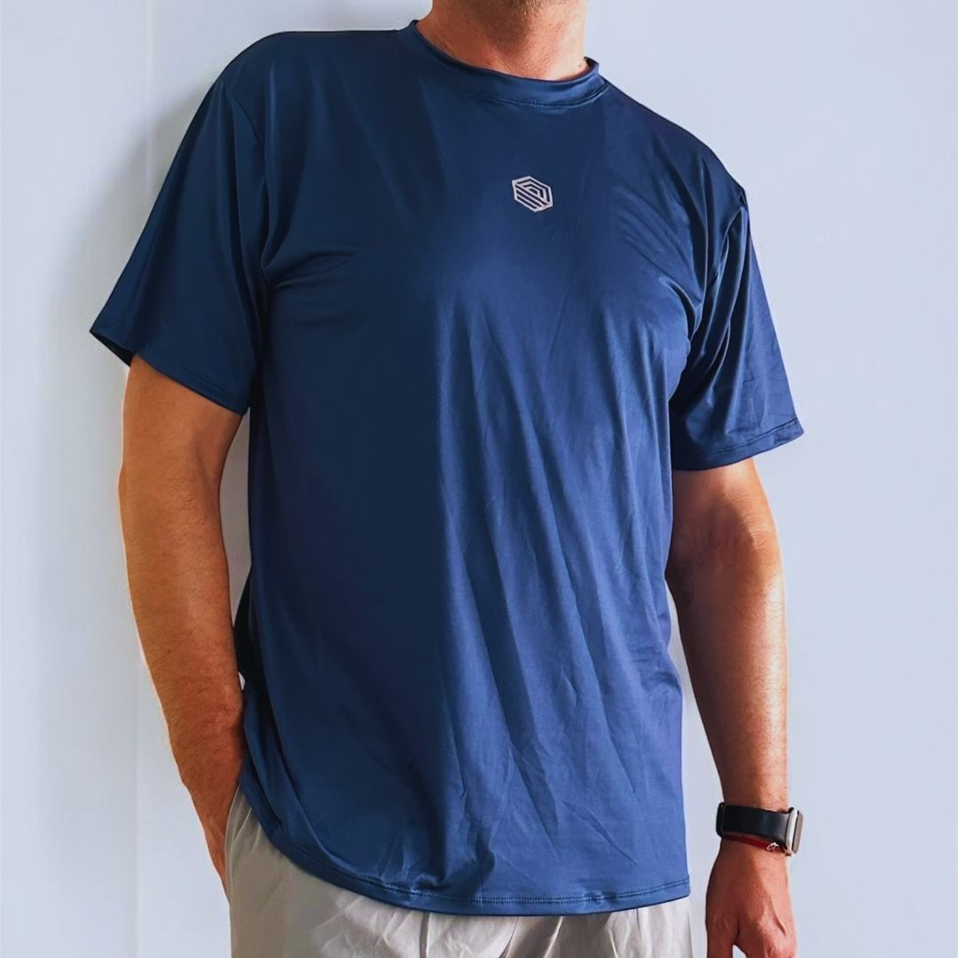 CAMISETA UNICOLOR AZUL HOMBRE